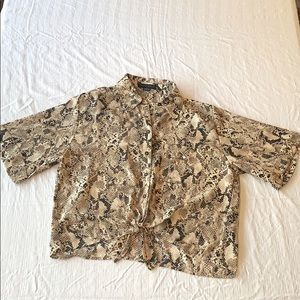 Snake Print tie front blouse